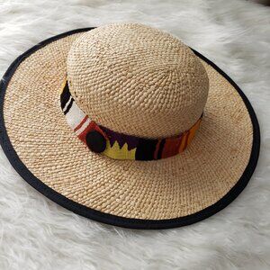 Vintage Michael Howard Straw Hat Bohemian Ethnic Resortwear Beach Vacation